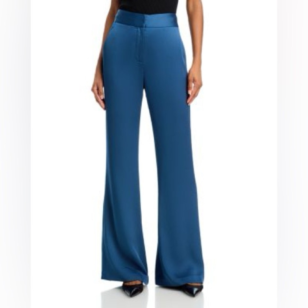 Veronica Beard Teal Wide Leg Trousers